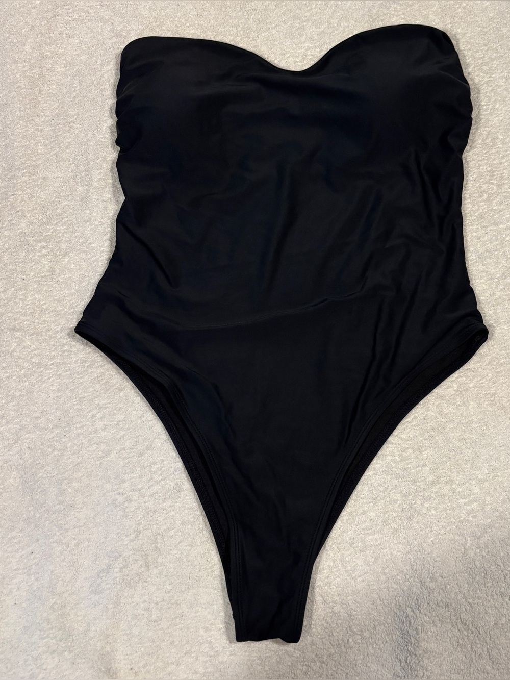 Classic Black Strapless Cheeky One-Piece Swimsuit with cover up